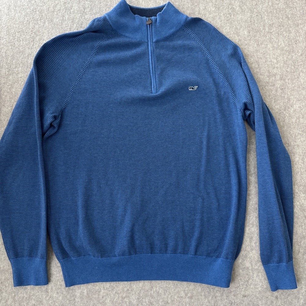 Vineyard Vines Ribbed Quarter Zip Sweater Mens M Regular Fit Preppy 100% Cotton
